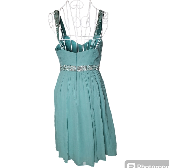 BCBGMaxAzria Sequin & Jeweled Teal Dress Size 6 - Picture 4 of 10